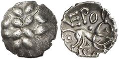 KELTISCHE MÜNZEN BRITANNIA. ICENI. Esuprasto. -> CORIELTAVI. Esuprasu. CORIELTAVI. Vepo, um 15-40 n. Chr. AR-Unit („Quinar"); 1,09 g. Achtblättriger vertikaler Kranz, beiderseits je zwei weitere Blätt