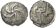 KELTISCHE MÜNZEN BRITANNIA. DOBUNNI. Anted (um 20-43 n. Chr.) -> ICENI. Antedios, 10-30/43 (?) n. Chr. DUROTRIGES. AR-1/4 Stater, Typ „Starfish", 35/30 v. Chr.; 0,81 g. Fünfarmiger Seestern mit Punktk