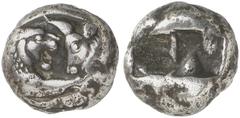 GRIECHISCHE MÜNZEN LYDIA. Kroisos, 561-546 v. Chr. AR-Stater, Sardeis; 10,78 g. Löwen- und Stierprotome einander gegenüber//Zwei Incusa. SNG v. Aulock 2873; Waggoner, Rosen Coll. 662 (dies Exemplar). 