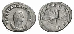 RÖMISCHE MÜNZEN (ROMAN COINS) MÜNZEN DER RÖMISCHEN KAISERZEIT Valerianus, 253-260 für Diva Mariniana. AR-Antoninian, Rom; 4.53 g. Drapierte Büste r. auf Mondsichel mit Schleier//Diva auf Pfau r. MIR 2