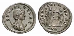 RÖMISCHE MÜNZEN (ROMAN COINS) MÜNZEN DER RÖMISCHEN KAISERZEIT Aurelianus, 270-275 für Severina. Æ-Antoninian, 274, Ticinum, 4. Emission; 4.32 g. Drapierte Büste r. mit Diadem auf Mondsichel//Fides mit