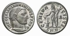 RÖMISCHE MÜNZEN (ROMAN COINS) MÜNZEN DER RÖMISCHEN KAISERZEIT Maximinus II. Daia, 305-313. Æ-Follis, 312, Nicomedia, 1. Offizin; 5.05 g. Kopf r. mit Lorbeerkranz//Genius steht l. mit Patera und Füllho