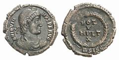 RÖMISCHE MÜNZEN (ROMAN COINS) MÜNZEN DER RÖMISCHEN KAISERZEIT Jovianus, 363-364. Æ-Centenionalis, Siscia; 3.06 g. Drapierte Büste r. mit Perldiadem//VOT/V/MVLT/X in Kranz. RIC 425. Braune Patina, brei