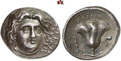 GRIECHISCHE MÜNZEN CARIA. RHODOS. AR-Tetradrachme, 230/205 v. Chr., Magistrat Eukrates; 13,25 g. Helioskopf fast v. v.//Rose, l. Blitz. Ashton, The Coinage of Rhodes 214; SNG Keckman 547. Feine Tönung