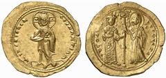 BYZANTINISCHE MÜNZEN (BYZANTINE COINS) BYZANZ Theodora, 1055-1056. AV-Histamenon, Constantinopolis; 4.39 g. Christus steht v. v.//Kaiserin und Maria halten Labarum. DOC 1 a; Sear 1837. Graffito auf de