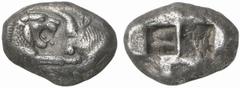 GRIECHISCHE MÜNZEN (GREEK COINS) LYDIA Kroisos, 561-546 v. Chr. AR-Stater, Sardeis; 10.58 g. Löwen- und Stierprotome einander gegenüber//Zwei Incusa. SNG v. Aulock 2873. Min. korrodiert, sehr schön Kr