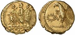 GRIECHISCHE MÜNZEN (GREEK COINS) SCYTHIA SCYTHIA Koson, ca. 50/25 v. Chr. AV-Stater, 50/25 v. Chr., Olbia; 8.54 g. Magistrat schreitet l. zwischen zwei Liktoren//Adler l. mit Kranz und Zepter. RPC 170