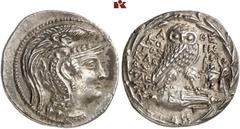 DIE SAMMLUNG DR. W. R., TEIL 3 ATTICA. ATHEN. AR-Tetradrachme, Metageitnion (= August/September) 89 v. Chr.; 16,81 g. Athenakopf r. mit attischem Helm//In Kranz: Eule auf Amphore mit Β v. v., r. sitzt