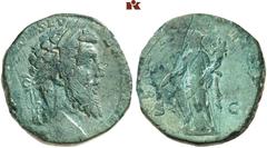 RÖMISCHE MÜNZEN MÜNZEN DER RÖMISCHEN KAISERZEIT. Didius Julianus, 193. Æ-Sesterz, Rom; 18,45 g. Kopf r. mit Lorbeerkranz//Fortuna steht l. mit Steuerruder auf Globus und Füllhorn. BMC 25; Coh. 12; RIC