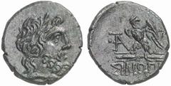 GRIECHISCHE MÜNZEN (GREEK COINS) PAPHLAGONIA PAPHLAGONIA SINOPE. Æs, 85/65 v. Chr.; 6.21 g. Zeuskopf r. mit Lorbeerkranz//Adler steht l. auf Blitz, Kopf r. SNG BM 1543. Braune Patina, vorzüglich-Stemp