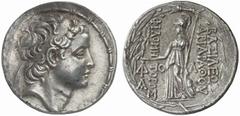 GRIECHISCHE MÜNZEN (GREEK COINS) CAPPADOCIA CAPPADOCIA KÖNIGREICH. Ariarathes VII., 116-101 v. Chr. AR-Tetradrachme, Eusebeia-Tyana; 16.52 g. Kopf r. mit Diadem//In Kranz: Athena Nikephoros steht l. d