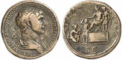 RÖMISCHE MÜNZEN (ROMAN COINS) MÜNZEN DER RÖMISCHEN KAISERZEIT MÜNZEN DER RÖMISCHEN KAISERZEIT Traianus, 98-117. Æ-Sesterz, 116/117, Rom; 25.82 g. Drapierte Büste r. mit Lorbeerkranz//Traian sitzt l. a