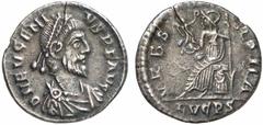 RÖMISCHE MÜNZEN (ROMAN COINS) MÜNZEN DER RÖMISCHEN KAISERZEIT MÜNZEN DER RÖMISCHEN KAISERZEIT Eugenius, 392-394. AR-Siliqua, Lugdunum; 1.98 g. Drapierte Büste r. mit Perldiadem//Roma sitzt l. auf Panz