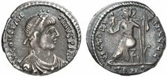 RÖMISCHE MÜNZEN (ROMAN COINS) MÜNZEN DER RÖMISCHEN KAISERZEIT MÜNZEN DER RÖMISCHEN KAISERZEIT Constantinus III., 407-411. AR-Siliqua, 408/411, Treveri; 1.59 g. Drapierte Büste r. mit Perldiadem//Roma 