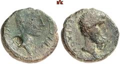 THE SAMEL COLLECTION OF JEWISH COINS AND MEDALS Herodian Dynasty, 40 BCE-96 CE. Philip, 4 BCE-34. Æ-24 mm, year 5=1/2, Caesarea Paneas/Philippi; 8,80 g. KAICAP – CEEEBACTOC around the bare head of Aug