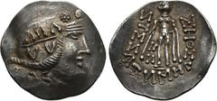 CELTIC COINS CELTIC COINS DACIA AR-Tetradrachme im thasischen Stil, 2./1. Jahrhundert v. Chr.; 16,38 g. Dionysoskopf r.//Herakles steht l. mit Keule und Löwenfell. Kostial 974 (dies Exemplar); Lukanc 