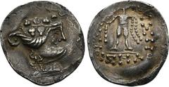 CELTIC COINS CELTIC COINS DACIA AR-Tetradrachme im thasischen Stil, 2./1. Jahrhundert v. Chr.; 15,43 g. Dionysoskopf r.//Herakles steht l. mit Keule und Löwenfell. Kostial 980 (dies Exemplar); Lukanc 