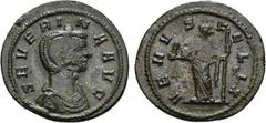ROMAN COINS ROMAN COINS MÜNZEN DER RÖMISCHEN KAISERZEIT Aurelianus, 270-275 für Severina. Æ-Denar, 275, Rom, 11. Emission; 2,26 g. Drapierte Büste r.//Venus steht l. mit Cupido und Zepter. CBN 285 ff.