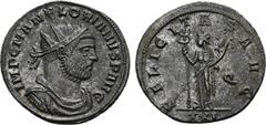 ROMAN COINS ROMAN COINS MÜNZEN DER RÖMISCHEN KAISERZEIT Florianus, 276. Æ-Antoninian, Siscia, 2. Emission; 3,45 g. Gepanzerte Büste r. mit Strahlenbinde//Felicitas steht l. mit Caduceus und Füllhorn. 