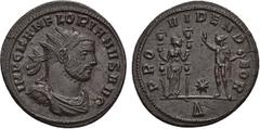 ROMAN COINS ROMAN COINS MÜNZEN DER RÖMISCHEN KAISERZEIT Florianus, 276. B-Antoninian, Serdica, 2. Emission; 3,54 g. Gepanzerte Büste r. mit Strahlenbinde//Providentia mit zwei Standarten und Sol mit G
