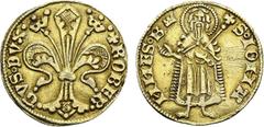 EUROPEAN COINS AND MEDALS EUROPEAN COINS AND MEDALS LOTHRINGEN BAR, HERZOGTUM Robert, 1352- 1411. Florin d'or o. J. Florentiner Typ. 3,41 g. Mit Münzzeichen Krone. Fb. 65; Flon 37; Gamberini 771. GOLD