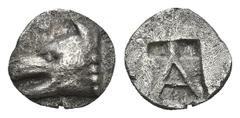 GREEK COINS PELOPONNESUS ARGOLIS. ARGOS. AR-Obol, um 490/470 v. Chr.; 0,91 g. Wolfskopf l.//A in Incusum. Hoover 675; Slg. BCD vergl. 1011. Winz. Kratzer, gutes sehr schön Exemplar der Auktion Giessen