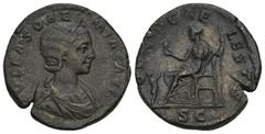 ROMAN COINS MÜNZEN DER RÖMISCHEN KAISERZEIT Antoninus IV. Elagabal, 218-222 für Julia Soaemias. Æ-Sesterz, Rom; 19,89 g. Drapierte Büste r. mit Diadem//Venus sitzt l. mit Apfel und Zepter, davor steht