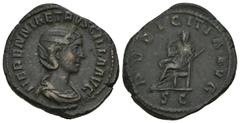 ROMAN COINS MÜNZEN DER RÖMISCHEN KAISERZEIT Traianus Decius, 249-251 für Herennia Etruscilla. Æ-Sesterz, Rom; 23,49 g. Drapierte Büste r. mit Diadem//Pudicitia sitzt l. mit Zepter. Coh. 22; RIC 136 b.