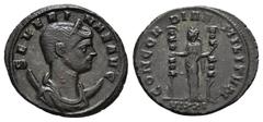 ROMAN COINS MÜNZEN DER RÖMISCHEN KAISERZEIT Aurelianus, 270-275 für Severina. Æ-Antoninian, 274/279, Siscia, 9. Emission; 3,76 g. Drapierte Büste r. auf Mondsichel//Concordia steht l. mit zwei Feldzei
