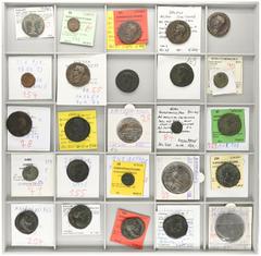 ROMAN COINS LOTS RÖMISCHER MÜNZEN Bronzemünzen der Römischen Kaiserzeit: Enthalten sind reichsrömische Prägungen von Augustus bis Honorius, in den gängigen Nominalen (12x Sesterze, 18x Dupondii/Asse, 