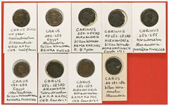 ROMAN COINS LOTS RÖMISCHER MÜNZEN Alexandrinische Tetradrachmen des Carus und Carinus: Enthalten sind 4 Münzen des Carus (Reversmotive: Adler zwischen Feldzeichen; Dikaiosyne; Elpis), 3 Münzen des Car