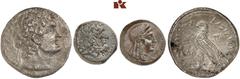 ÄGYPTEN UND ROM AEGYPTUS. LOTS PTOLEMÄISCHER MÜNZEN Enthalten sind Prägungen in Silber und Bronze von Ptolemaios I. bis XII. a) Ptolemaios VI., AR-Tetradrachme, Alexandria; 12,93 g. SNG Cop. 297. b) P