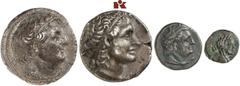 ÄGYPTEN UND ROM AEGYPTUS. LOTS PTOLEMÄISCHER MÜNZEN Enthalten sind Prägungen in Silber und Bronze von Ptolemaios I. bis XII. a) Ptolemaios I., AR-Tetradrachme, Alexandria; 13,58 g. SNG Cop. 459. b) Pt