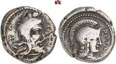 MÜNZEN DER ANTIKEN WELT AUS VERSCHIEDENEM BESITZ GRIECHISCHE MÜNZEN. LYCIA Artumpara. AR-Stater, um 370 v. Chr., Tlos; 7,63 g. Kopf r. mit Kyrbasia//Athenakopf r. mit attischem Helm. Müseler VIII, 32 