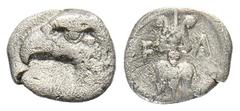 GREEK COINS PELOPONNESUS ELIS. OLYMPIA. AR-Obol, um 396/380 v. Chr., Zeustempel; 0,78 g. Adlerkopf l.//Blitz. Hoover 469 (stempelgleich); Slg. BCD 104 (stempelgleich). R Schön-sehr schön Exemplar der 