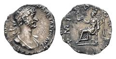 ROMAN COINS MÜNZEN DER RÖMISCHEN KAISERZEIT Hadrianus, 117-138. AR-Quinar, 118, Rom; 1,13 g. Drapierte Büste r. mit Lorbeerkranz//Victoria sitzt l. mit Kranz und Palmzweig. BMC -; Coh. 1053 var.; King