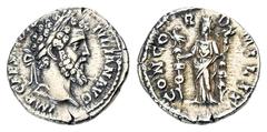 ROMAN COINS MÜNZEN DER RÖMISCHEN KAISERZEIT Didius Julianus, 193. AR-Denar, Rom; 2,63 g. Kopf r. mit Lorbeerkranz//Concordia steht l. mit Legionsadler und Vexillum. BMC 2; Coh. 2; RIC 1. R Subaerat (?