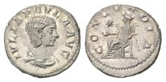 ROMAN COINS MÜNZEN DER RÖMISCHEN KAISERZEIT Antoninus IV. Elagabal, 218-222 für Julia Paula. AR-Denar, Rom; 2,87 g. Drapierte Büste r.//Concordia sitzt l. mit Patera, davor Stern. BMC 172; Coh. 6; RIC