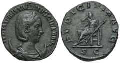 ROMAN COINS MÜNZEN DER RÖMISCHEN KAISERZEIT Traianus Decius, 249-251 für Herennia Etruscilla. Æ-Dupondius, Rom; 8,52 g. Drapierte Büste r. mit Diadem auf Mondsichel//Pudicitia sitzt l. mit Zepter. Coh
