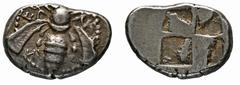 GREEK COINS IONIA EPHESOS. AR-Drachme, 500/420 v. Chr.; 3,26 g. Biene//Viergeteiltes Incusum. SNG Kayhan 140. Feine Tönung, unregelmäßiger Schrötling, sehr schön