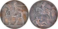MEDAILLEN AKT UND EROS IN DER NUMISMATIK TRADITIONEN DER ANTIKE Europa. Bronzemedaille 1914, von Georg Wrba, auf die 150-Jahrfeier der Dresdner Akademie der Bildenden Künste. Athena mit geschulterter 