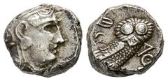 GREEK COINS ATTICA ATHEN. AR-Tetradrachme, um 350/295 v. Chr.; 17,25 g. Athenakopf r. mit attischem Helm//Eule r., dahinter Olivenzweig und Mondsichel. Flament S. 125 ff., Gruppe Pi. Knapper Schrötlin