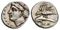 GREEK COINS PAPHLAGONIA SINOPE. AR-Drachme, 330/300 v. Chr., Magistrat Dionysios; 4,94 g. Nymphenkopf l.//Adler auf Delphin l. SNG BM 1485. Etwas Belag, fast vorzüglich Erworben 1973.