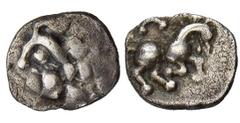 CELTIC COINS GERMANIA VINDELIKER. AR-Quinar (Büschelquinar), 1. Jahrhundert v. Chr.; 1,78 g. Kopf l.//Pferd r. Kellner Taf. 13, 291; Slg. Flesche -. R Prägeschwäche, fast sehr schön Exemplar der Aukti