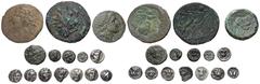 GREEK COINS LOTS Rhodos: Enthalten sind Silber- und Bronzemünzen aus dem antiken Rhodos, darunter verschiedene Motivkombinationen, z.B. Helioskopf//Rose, Rose//Rose oder Zeuskopf//Rose. Die beiden Gro