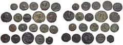 ROMAN COINS LOTS RÖMISCHER MÜNZEN Lot spätrömischer Kleinbronzen: Enthalten sind Exemplare des Theodosius I. für Aelia Flaccilla (2x), Magnus Maximus (1x), Arcadius (10x), Honorius (4x), Flavius Victo