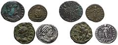 ROMAN COINS LOTS RÖMISCHER MÜNZEN Kleines spätrömisches Lot: Enthalten ist je ein Æs des Traianus Decius (Edessa) und des Maximinus II. Daia (Antiochia), eine Siliqua des Constantius II. aus Treveri s