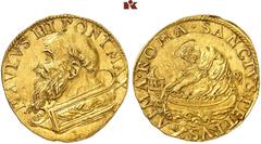 EUROPEAN GOLD COINS AND MEDALS. ITALIEN. KIRCHENSTAAT/VATIKAN. Paul III., 1534-1549. Hier geht's zur Video-Besichtigung 2 Fiorini di camera o. J., Rom. 6,75 g. PAVLVS III PONT MAX Brustbild l. in geis