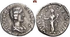 RÖMISCHE MÜNZEN MÜNZEN DER RÖMISCHEN KAISERZEIT. Didius Julianus, 193. - für Didia Clara. AR-Denar, Rom; 3,09 g. Drapierte Büste r.//Hilaritas steht l. mit Palmzweig und Füllhorn. BMC 14; Coh. 3; RIC 