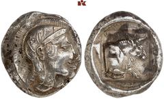 GRIECHISCHE MÜNZEN IN SCHÖNEN ERHALTUNGEN - DIE SAMMLUNG DR. GUY SYLVAIN PAUL BASTIN LYCIA. Kherei. AR-Stater, 430/410 v. Chr., Xanthos (?); 8,53 g. Athenakopf r. mit attischem Helm//In Incusum: Stier